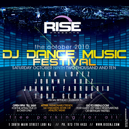 DJ Dance Music Festival at Rise in Lodi NJ Saturday 10.9.2010
